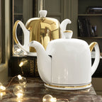 SALAM GOLD Salam tea pot 4 cups white and gold body and white lid